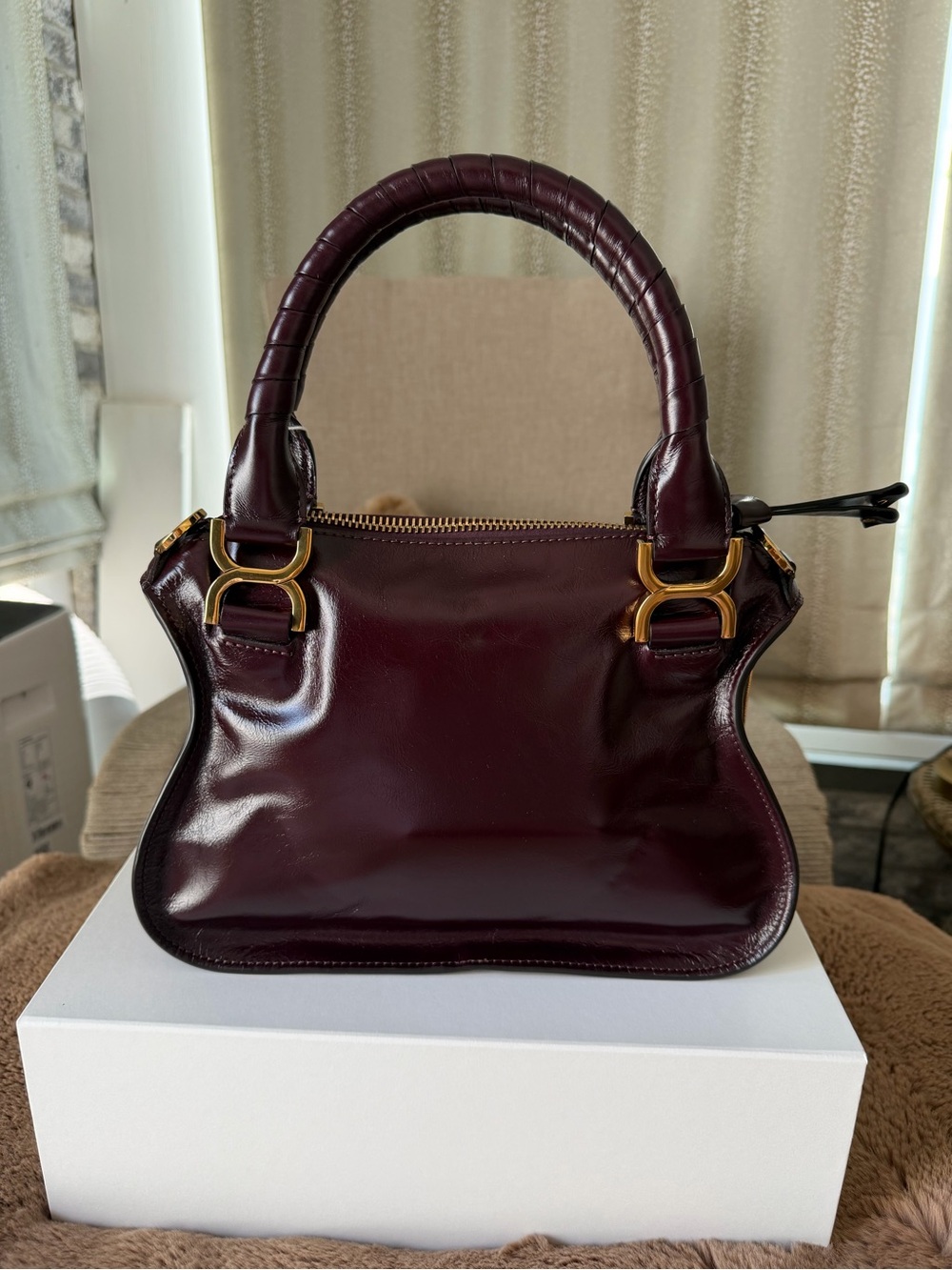 Chloe Small Top Handle Bag in Deep Burgundy - Picture 2 of 12